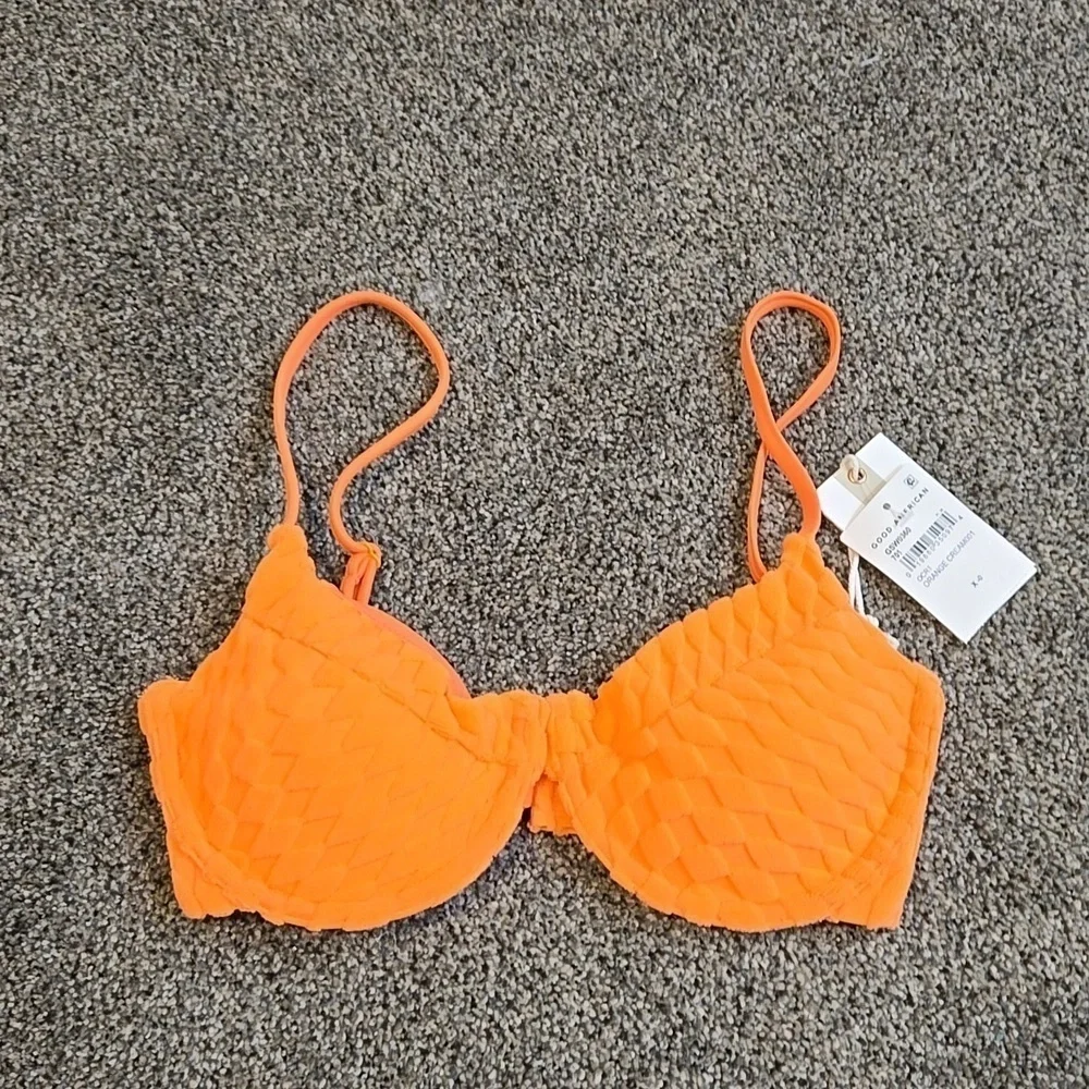 NWT Good American Women Orange Cream Bra Swim Bikini sz 0/XS